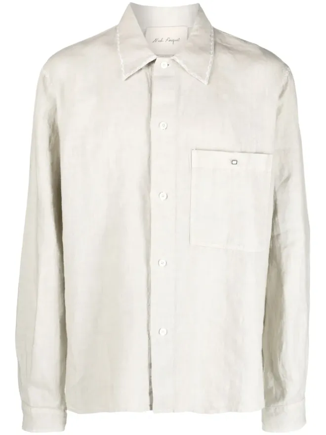Nick Fouquet Nick Fouquet デコレーションステッチ入りリネンシャツの商品画像