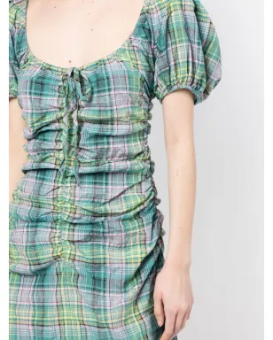 GANNI チェック柄シアサッカーミディドレス - サムネイル5