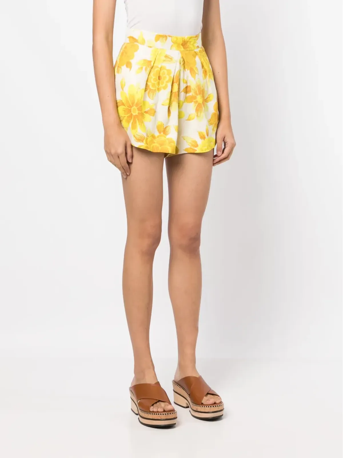 ALEMAIS Sonny 花柄リネンショーツ - イエロー - 画像3
