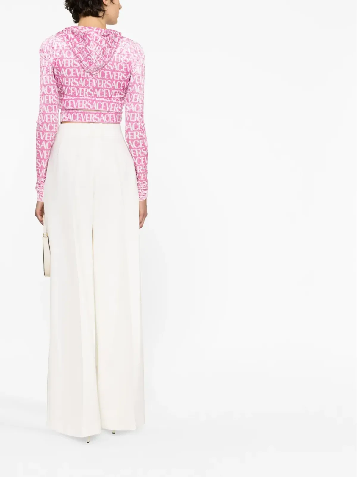 Versace Versace All-Over velvet cropped hoodie - Pink - 画像4