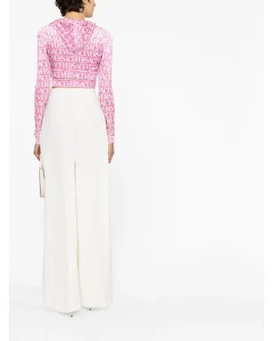 Versace Versace All-Over velvet cropped hoodie - Pink - サムネイル4