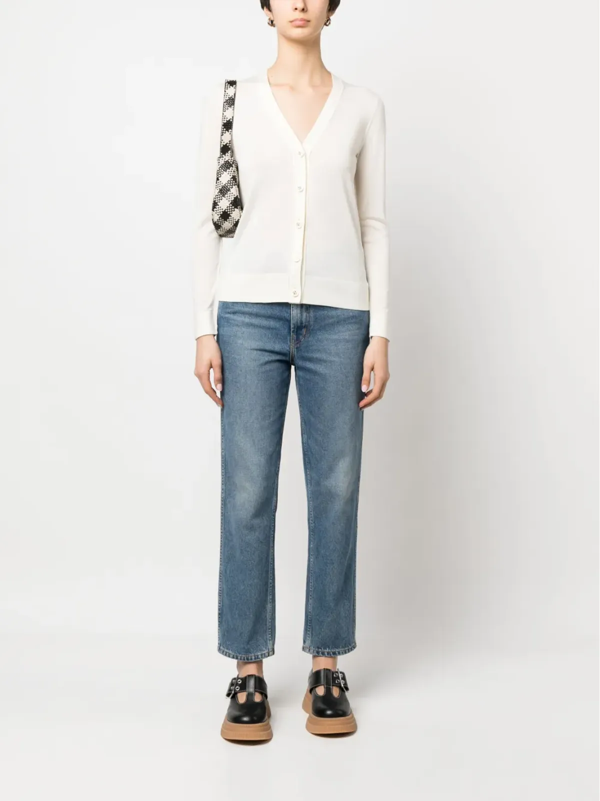 Tory Burch ロゴボタン付きニットカーディガン - 画像2