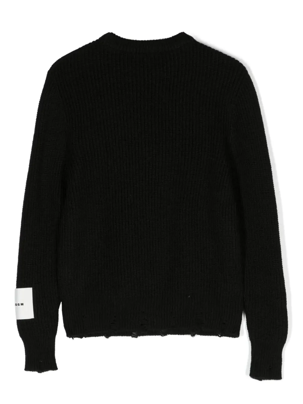 MSGM Kids distressed-hem waffle-knit jumper - Black - 画像2
