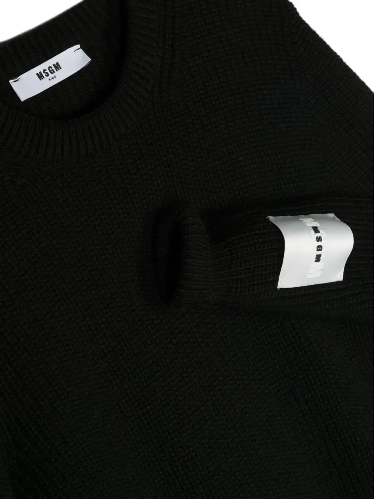 MSGM Kids distressed-hem waffle-knit jumper - Black - 画像3