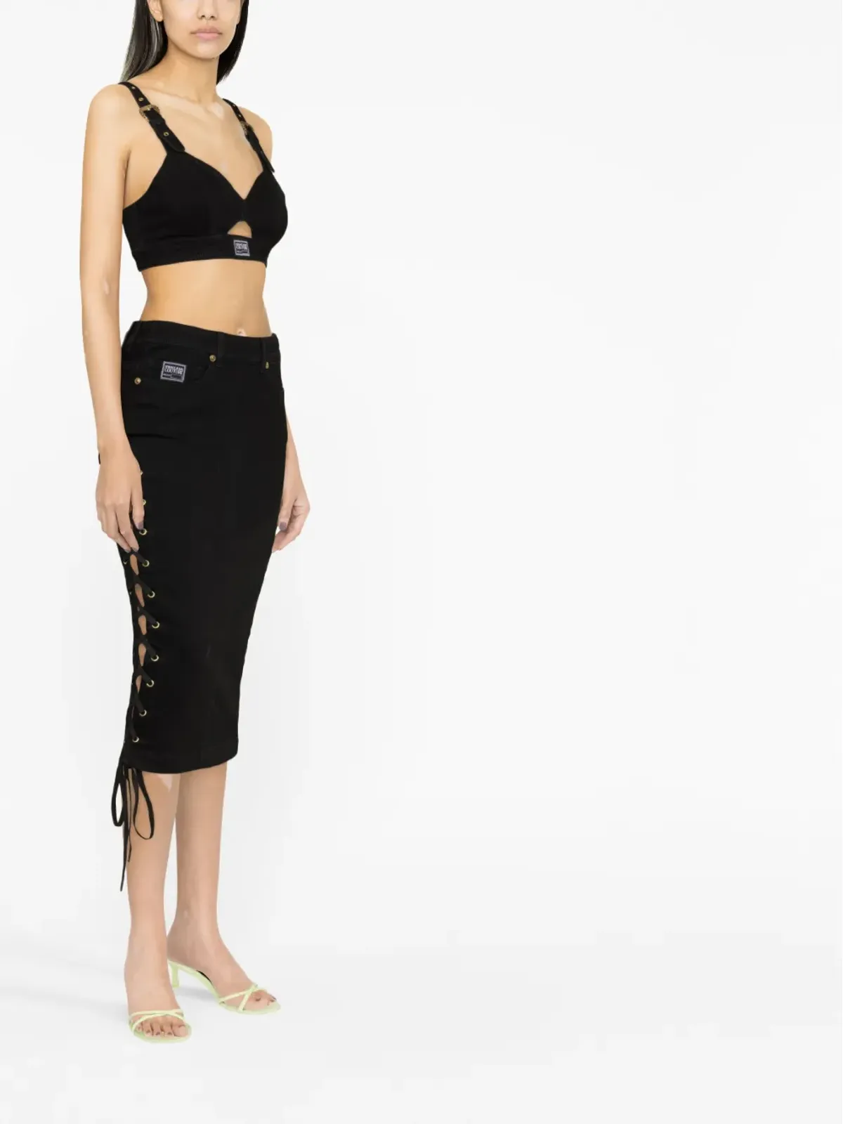 Versace Jeans Couture ロゴパッチ ペンシルスカート - 画像2