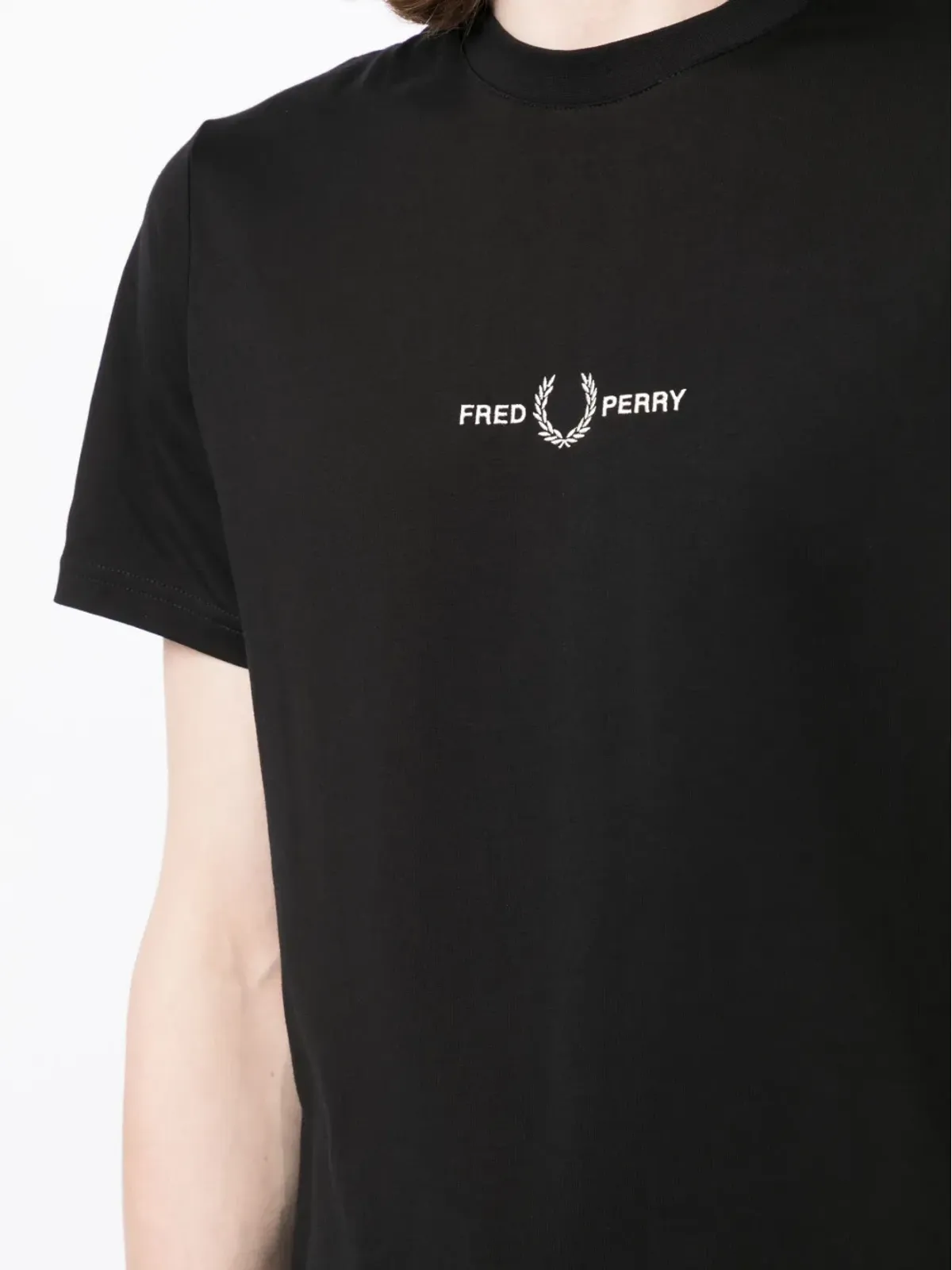 Fred Perry ロゴ刺繍入りコットンTシャツ ブラック - 画像5
