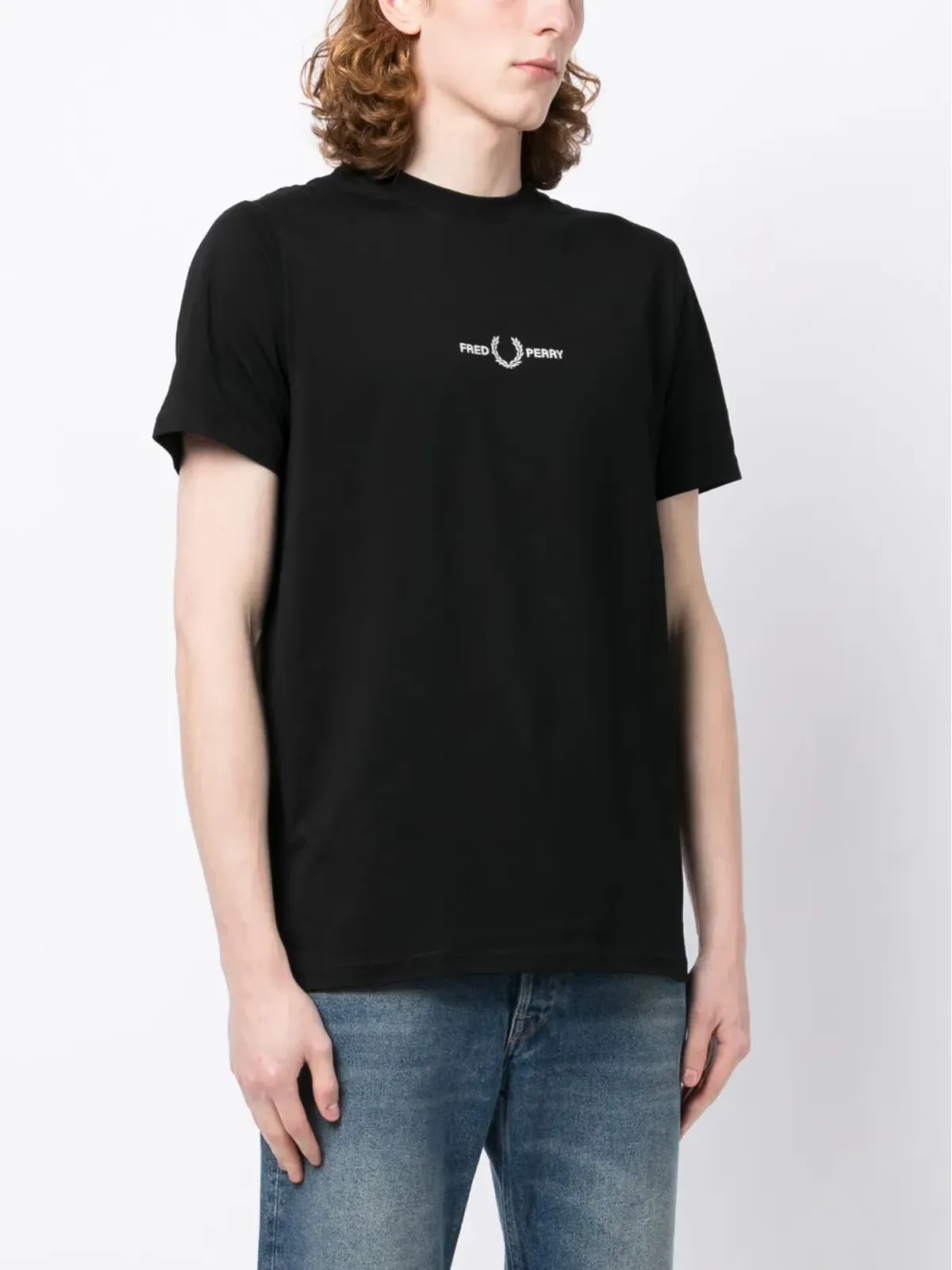 Fred Perry ロゴ刺繍入りコットンTシャツ ブラック - 画像3