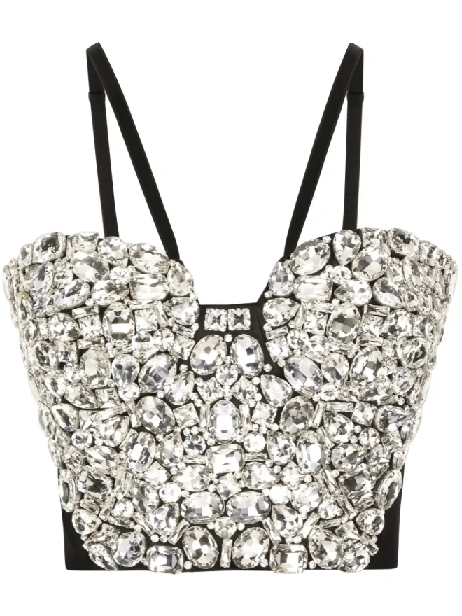 Dolce & Gabbana Dolce & Gabbana クリスタル装飾クロップトップの商品画像
