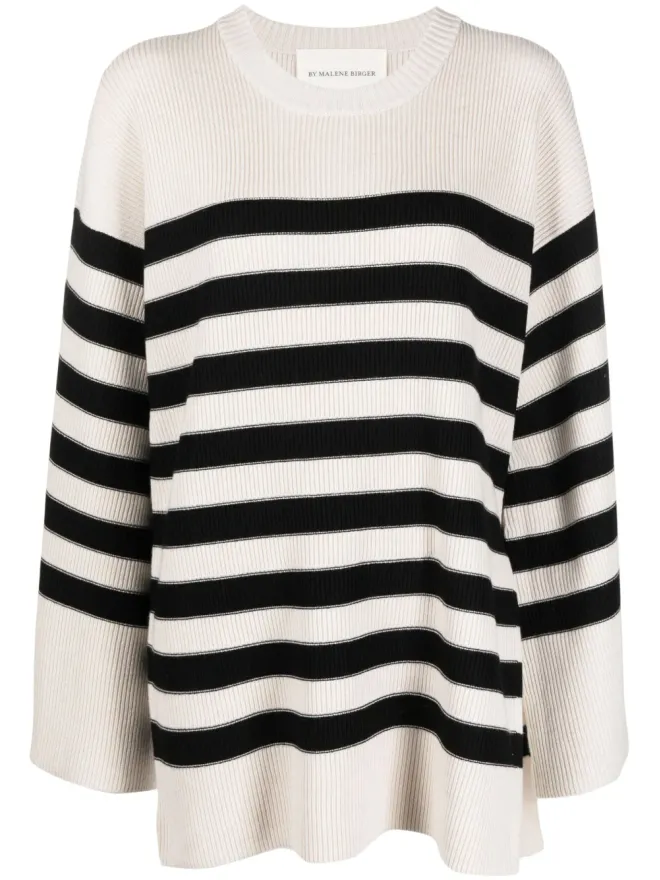 By Malene Birger By Malene Birger レオン ストライプ柄リブ編みニットセーターの商品画像