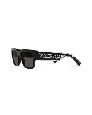 Dolce & Gabbana Eyewear スクエアフレーム ロゴプリント サングラス - ブラック - サムネイル2