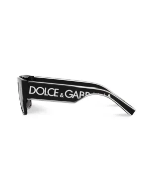 Dolce & Gabbana Eyewear スクエアフレーム ロゴプリント サングラス - ブラック - サムネイル3