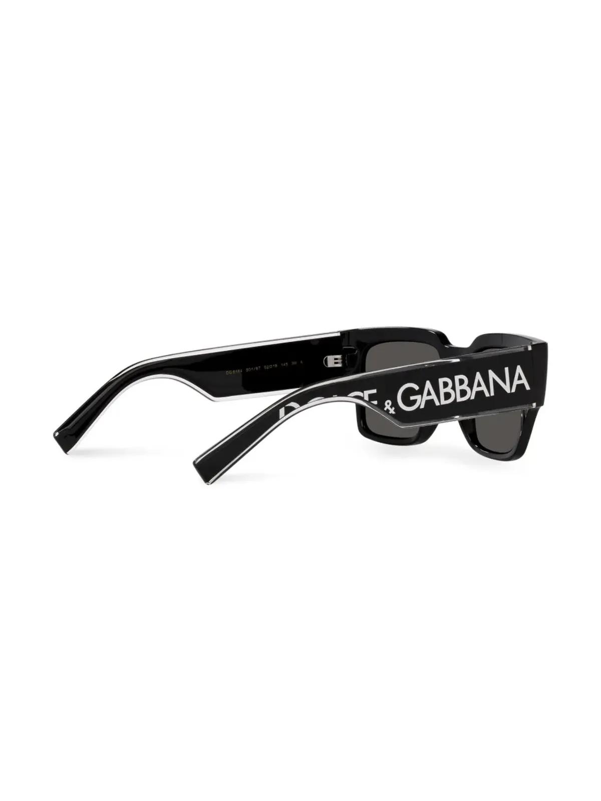 Dolce & Gabbana Eyewear スクエアフレーム ロゴプリント サングラス - ブラック - 画像4