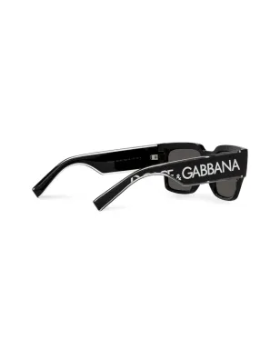Dolce & Gabbana Eyewear スクエアフレーム ロゴプリント サングラス - ブラック - サムネイル4