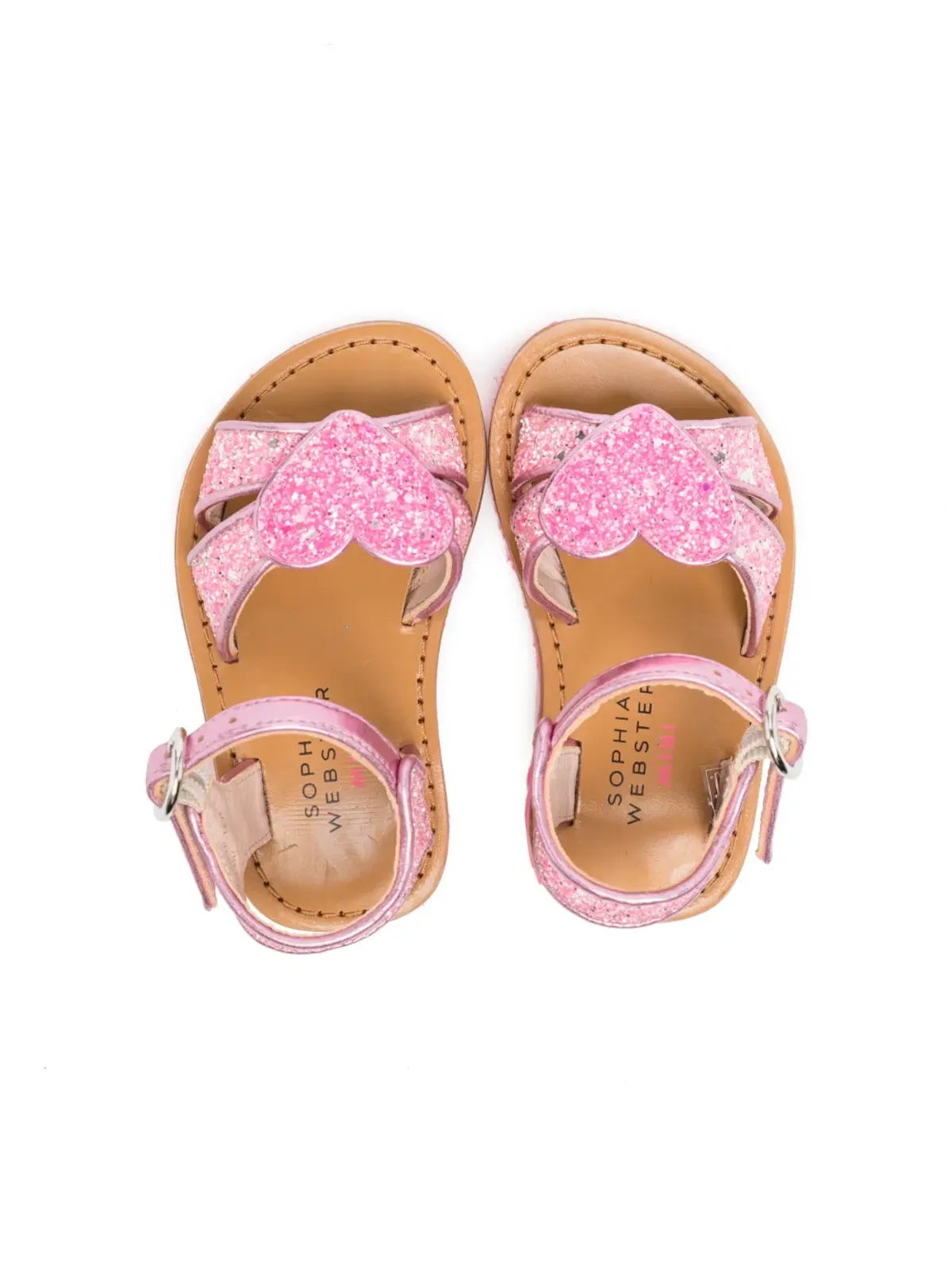Sophia Webster Mini ハートパッチレザーサンダル ピンク - 画像3