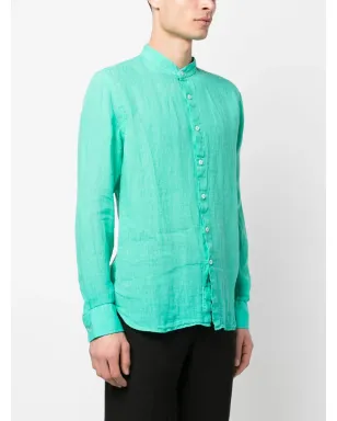 120% Lino マンダリンカラー長袖リネンシャツ - サムネイル3