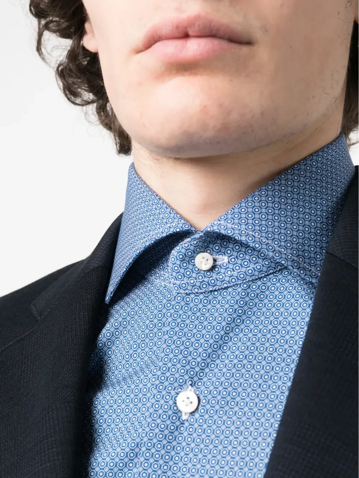 Barba ジオメトリックパターン コットンシャツ - 画像5