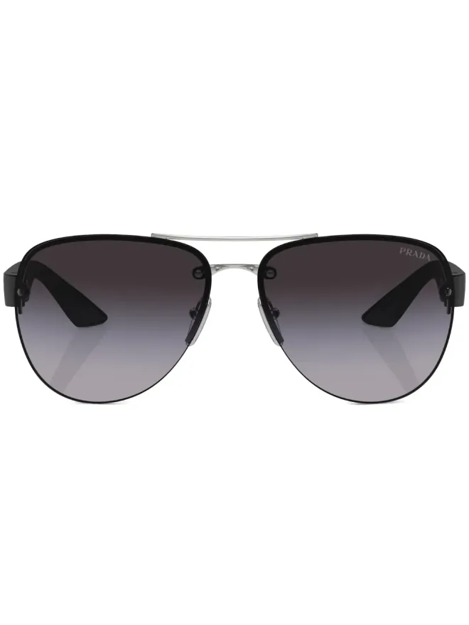 Prada Linea Rossa Prada Linea Rossa ロゴプリント ラウンドフレーム サングラス - シルバーの商品画像