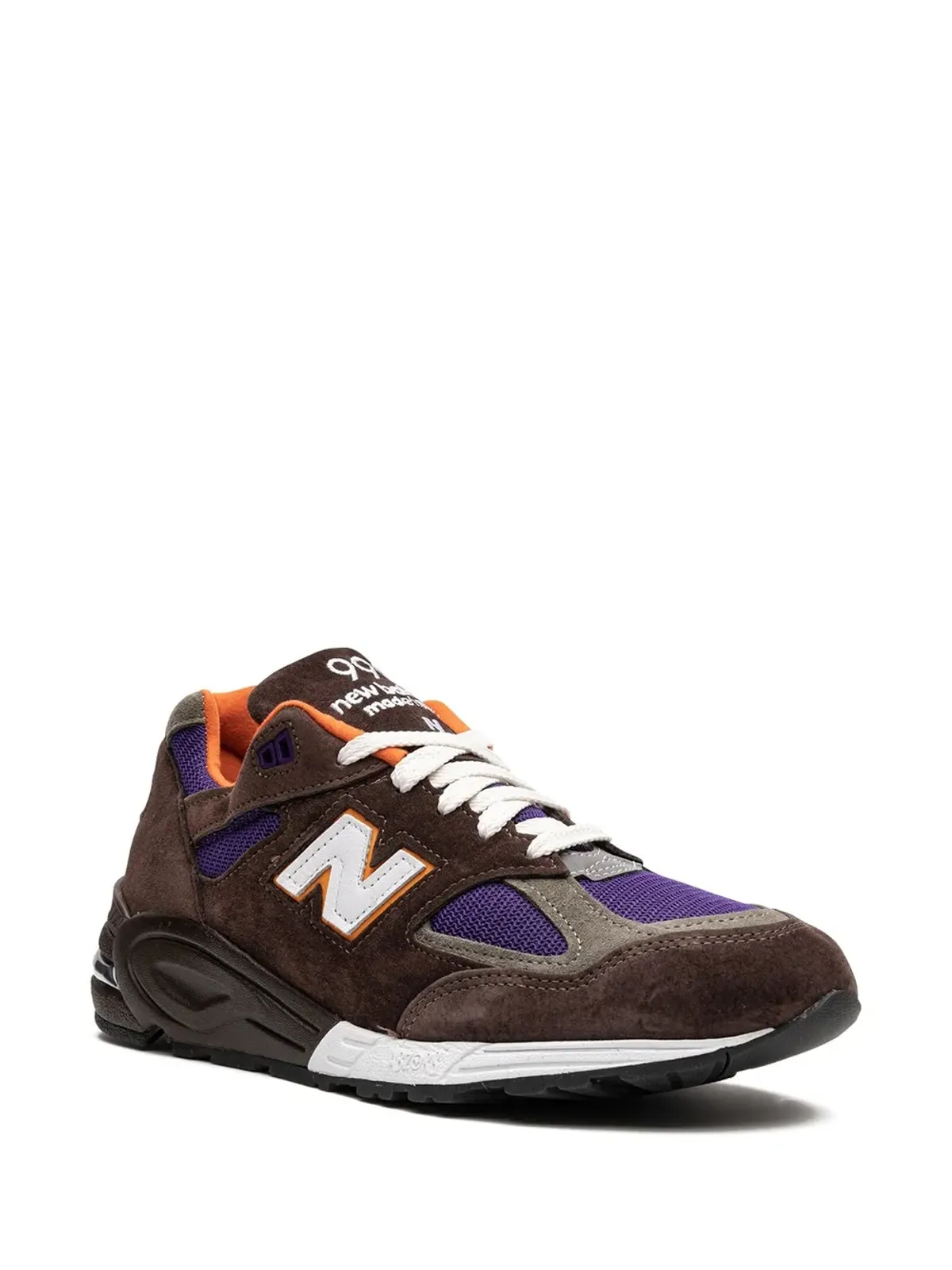 New Balance Made in USA 990v2 ブラウン/オレンジ/パープル スニーカー - 画像2