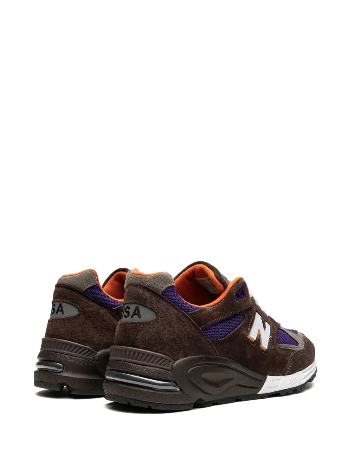 New Balance Made in USA 990v2 ブラウン/オレンジ/パープル スニーカー - 画像3