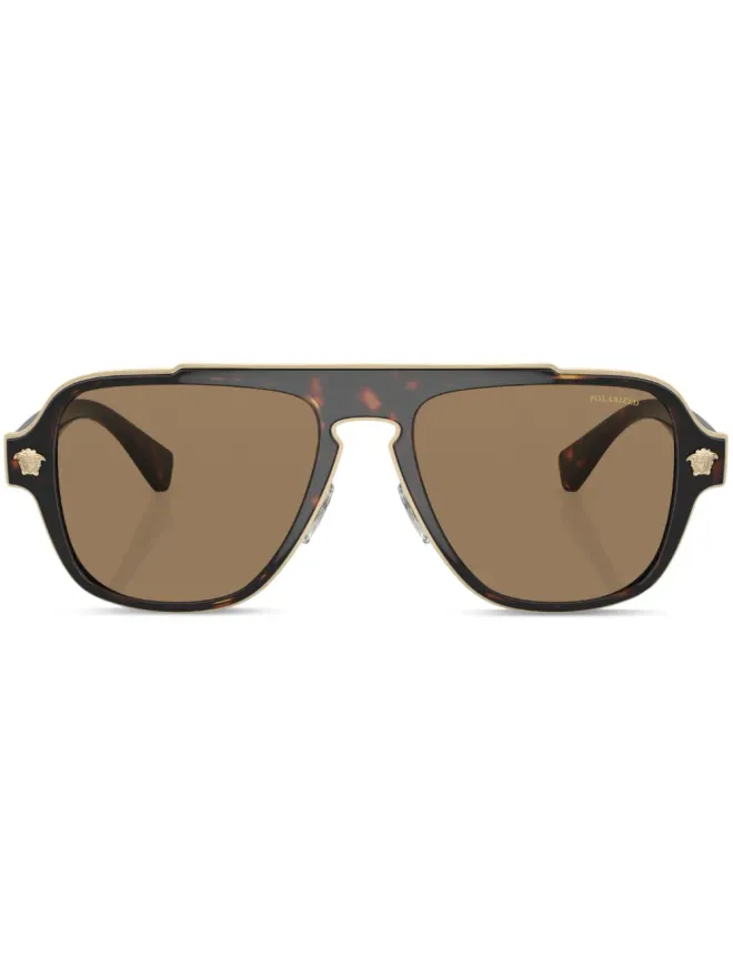 Versace Eyewear Versace Eyewear べっ甲柄風パイロットフレーム サングラス - グリーンの商品画像