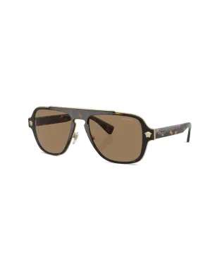 Versace Eyewear べっ甲柄風パイロットフレーム サングラス - グリーン - サムネイル2