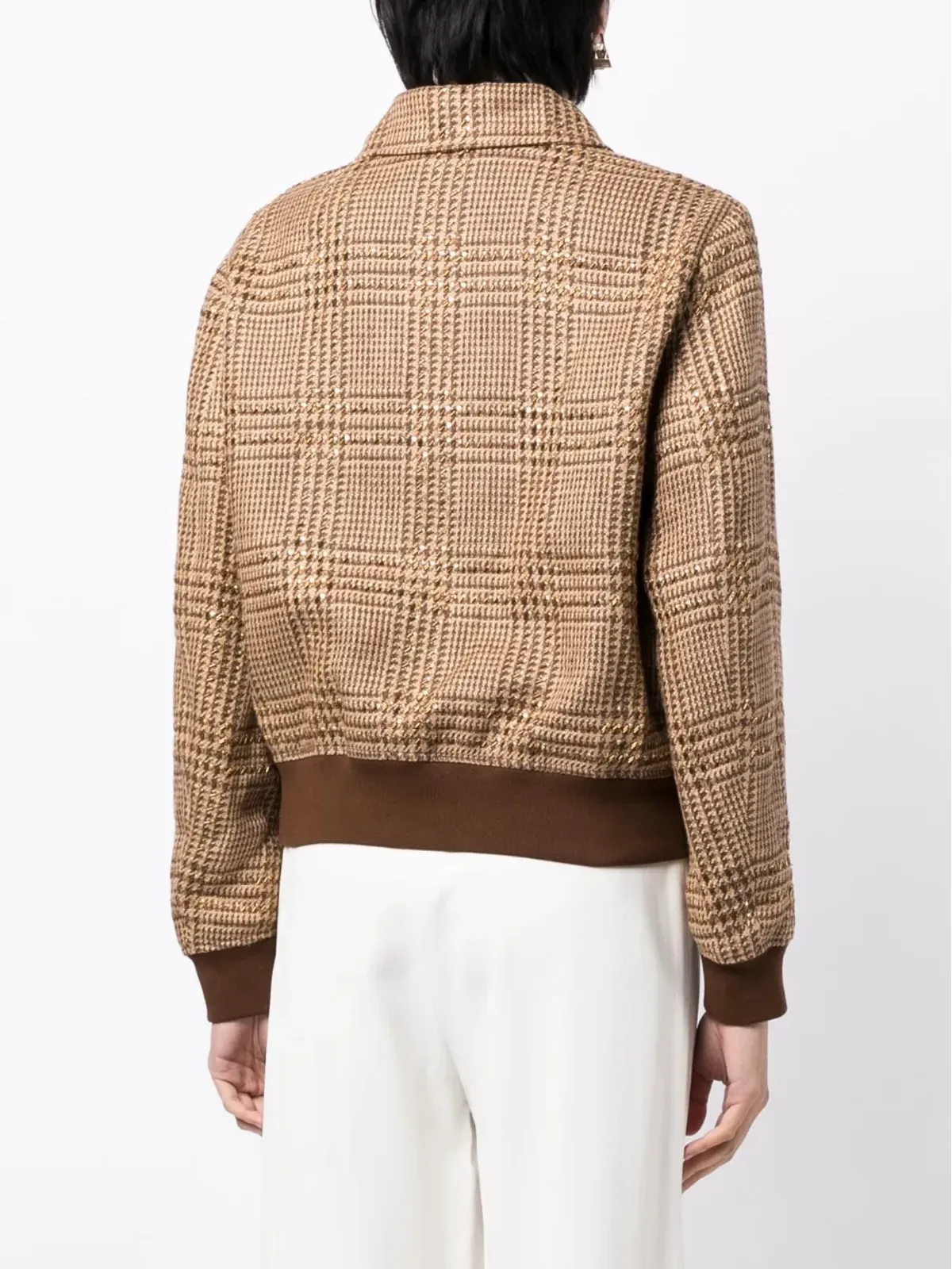 Ralph Lauren Collection ブラウンのチェック柄ボンバー ジャケット - 画像4
