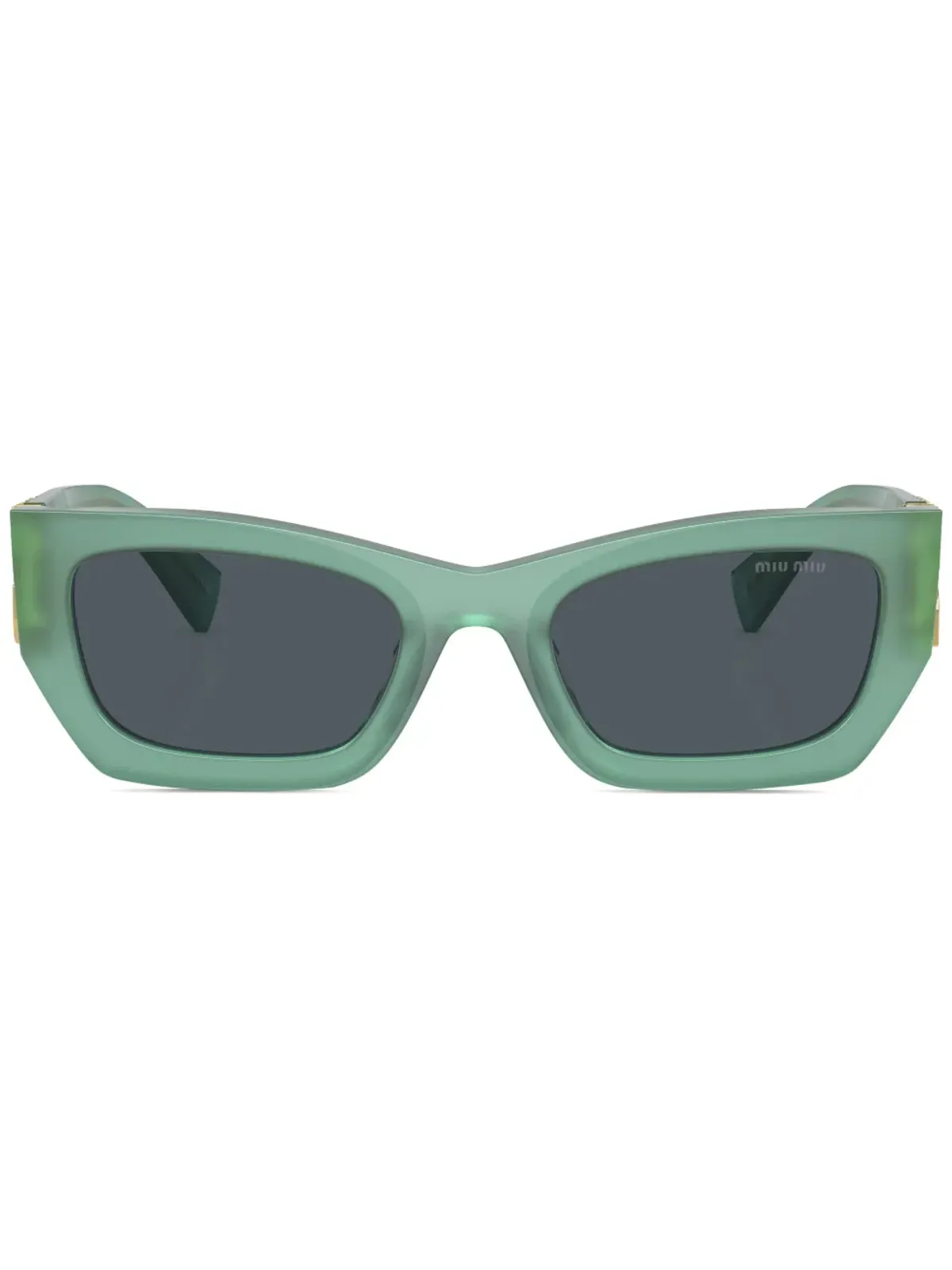 Miu Miu Eyewear ロゴプレート付き長方形フレーム サングラス - グリーン - 画像1