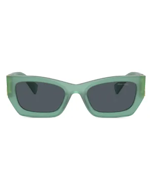 Miu Miu Eyewear ロゴプレート付き長方形フレーム サングラス - グリーン - サムネイル1