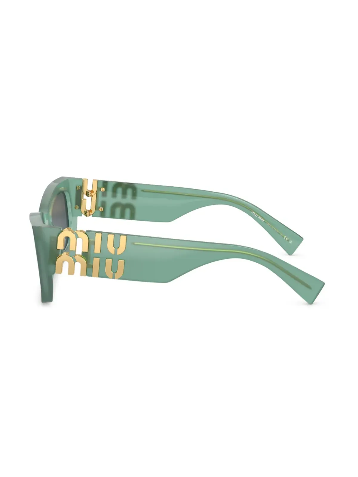 Miu Miu Eyewear ロゴプレート付き長方形フレーム サングラス - グリーン - 画像3
