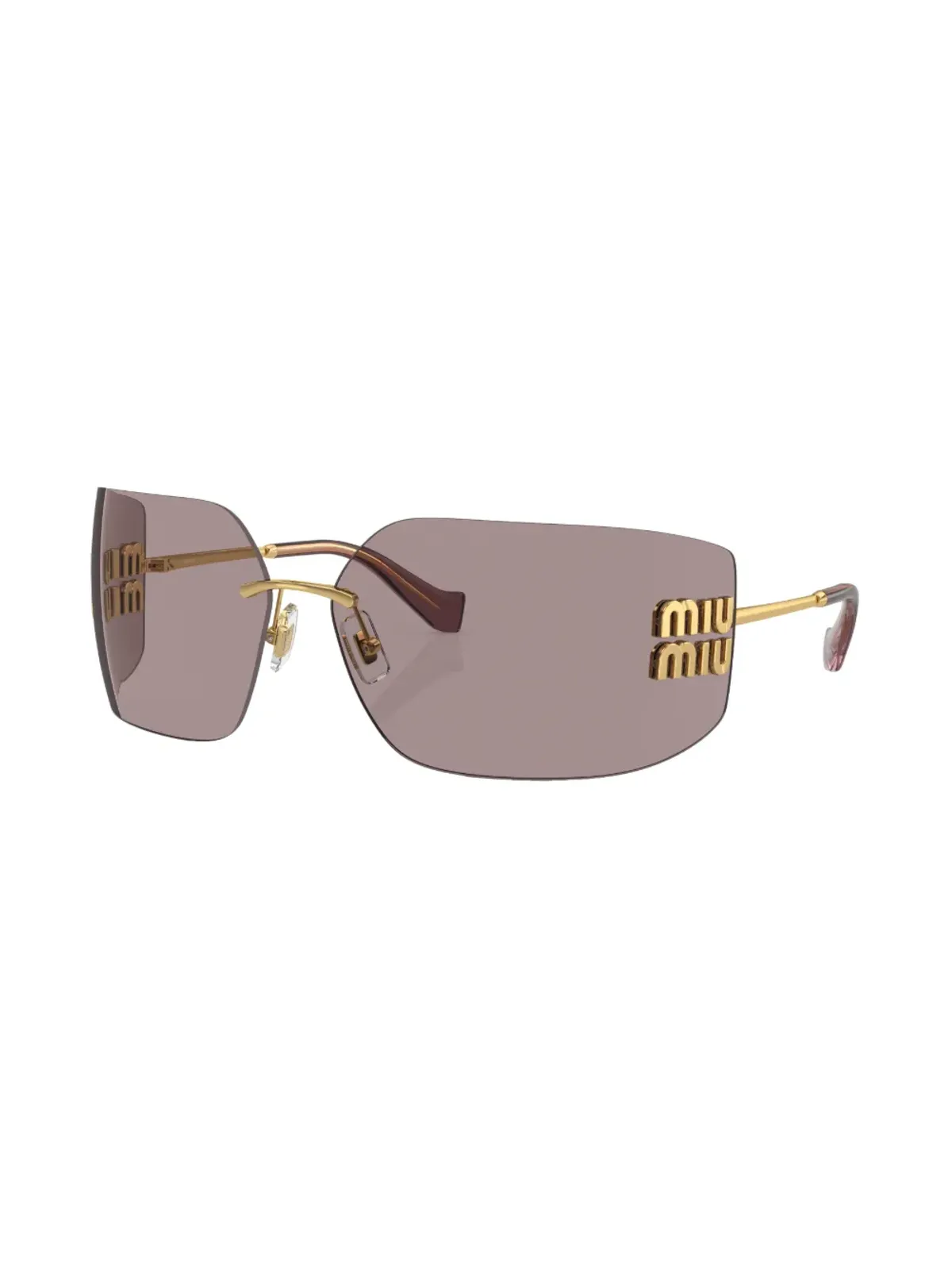 Miu Miu Eyewear ロゴ入りオーバサイズフレームレスサングラス - 画像2