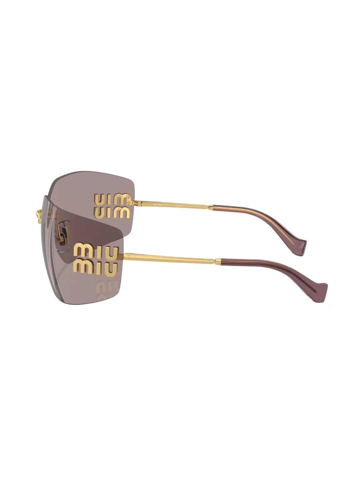 Miu Miu Eyewear ロゴ入りオーバサイズフレームレスサングラス - 画像3