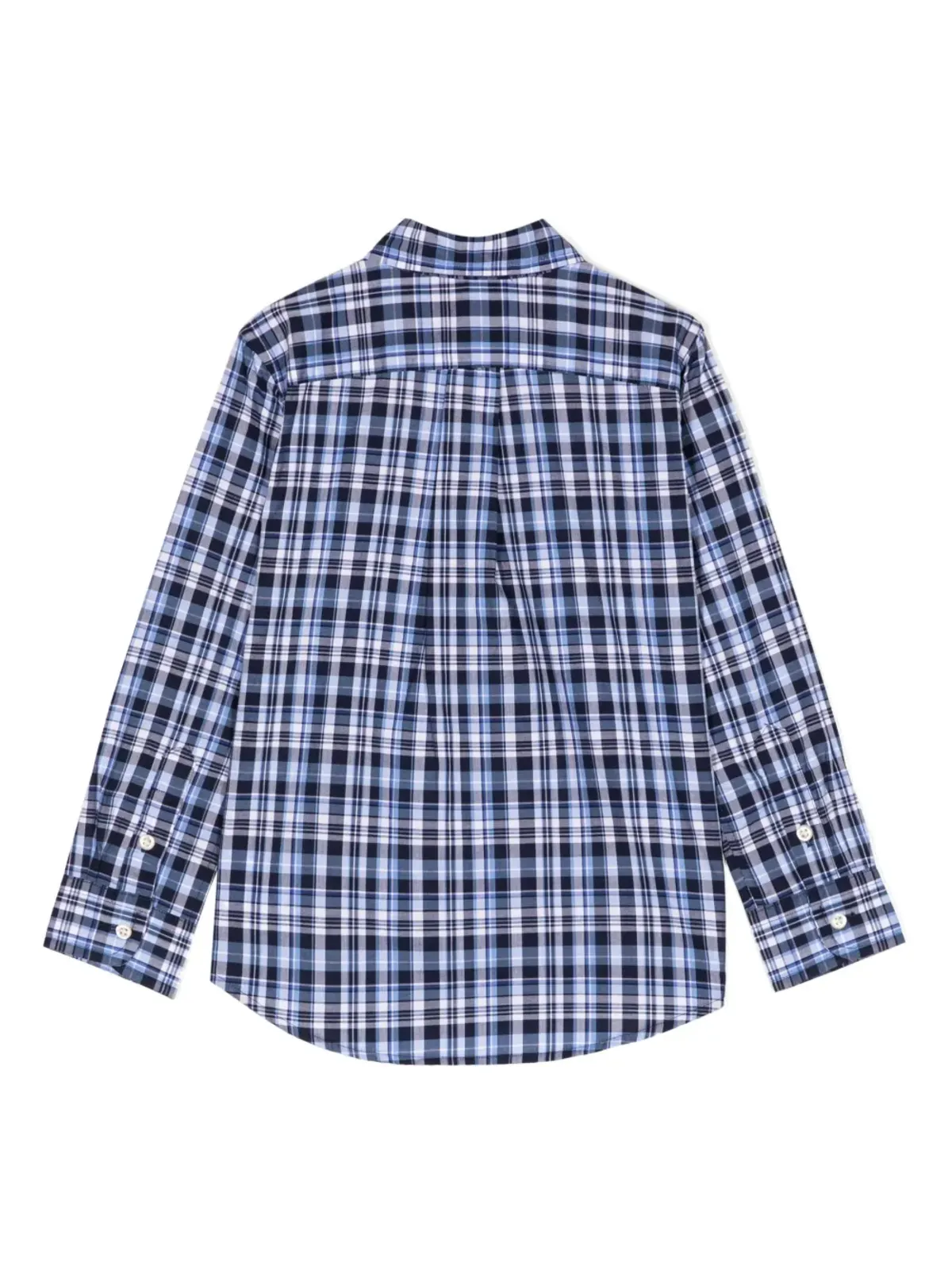 POLO RALPH LAUREN KIDS 刺繍ロゴ入りチェック柄シャツ（ブルー） - 画像2