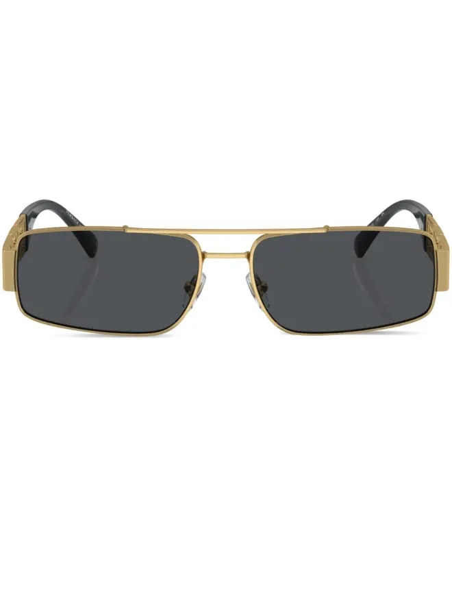 Versace Eyewear Versace Eyewear Greca-detail rectangle-frame sunglasses ゴールドの商品画像
