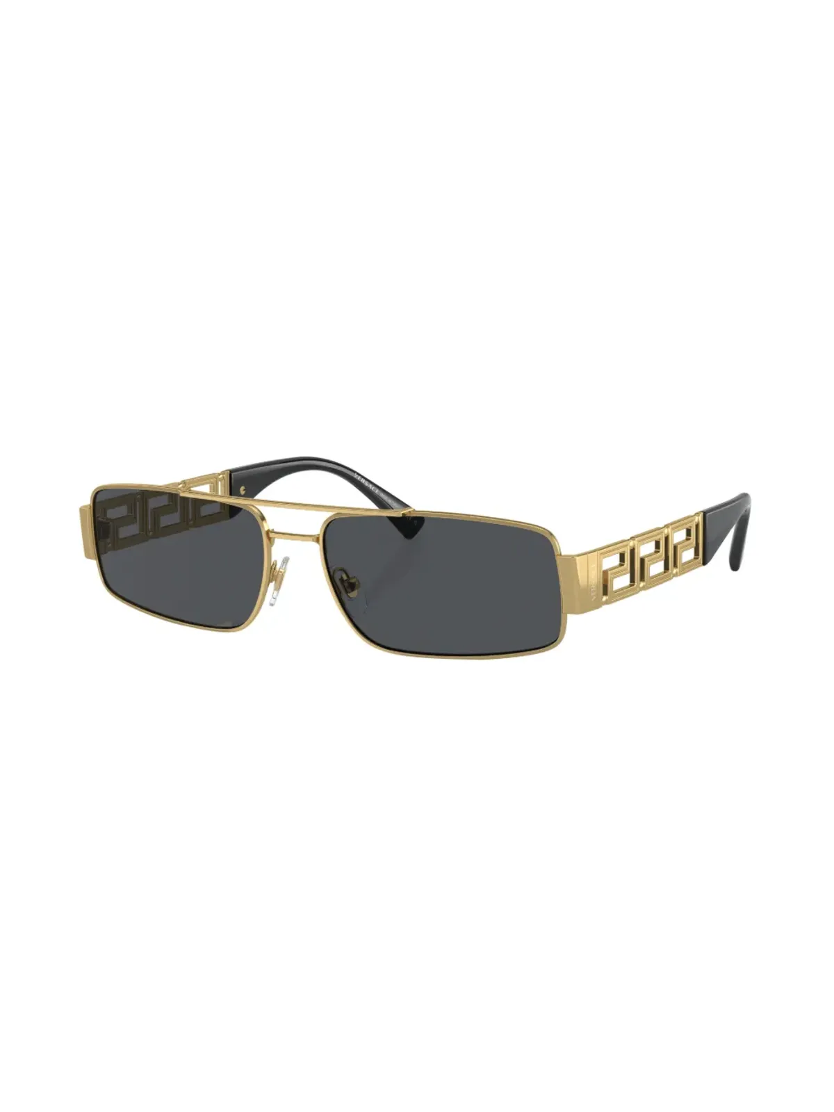 Versace Eyewear Greca-detail rectangle-frame sunglasses ゴールド - 画像2
