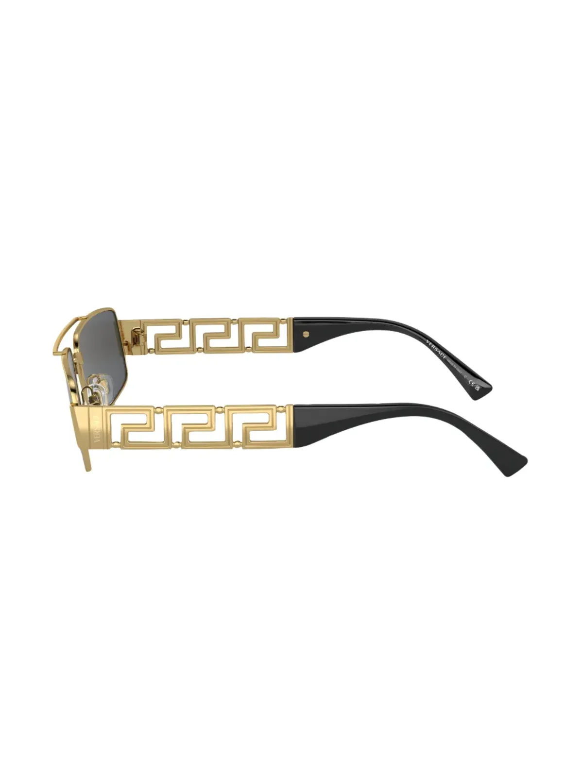 Versace Eyewear Greca-detail rectangle-frame sunglasses ゴールド - 画像3