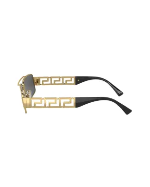 Versace Eyewear Greca-detail rectangle-frame sunglasses ゴールド - サムネイル3