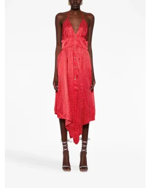 Alexandre Vauthier ポルカドットプリント ハルターンネック ミディドレス - レッド - サムネイル2