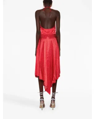 Alexandre Vauthier ポルカドットプリント ハルターンネック ミディドレス - レッド - サムネイル4
