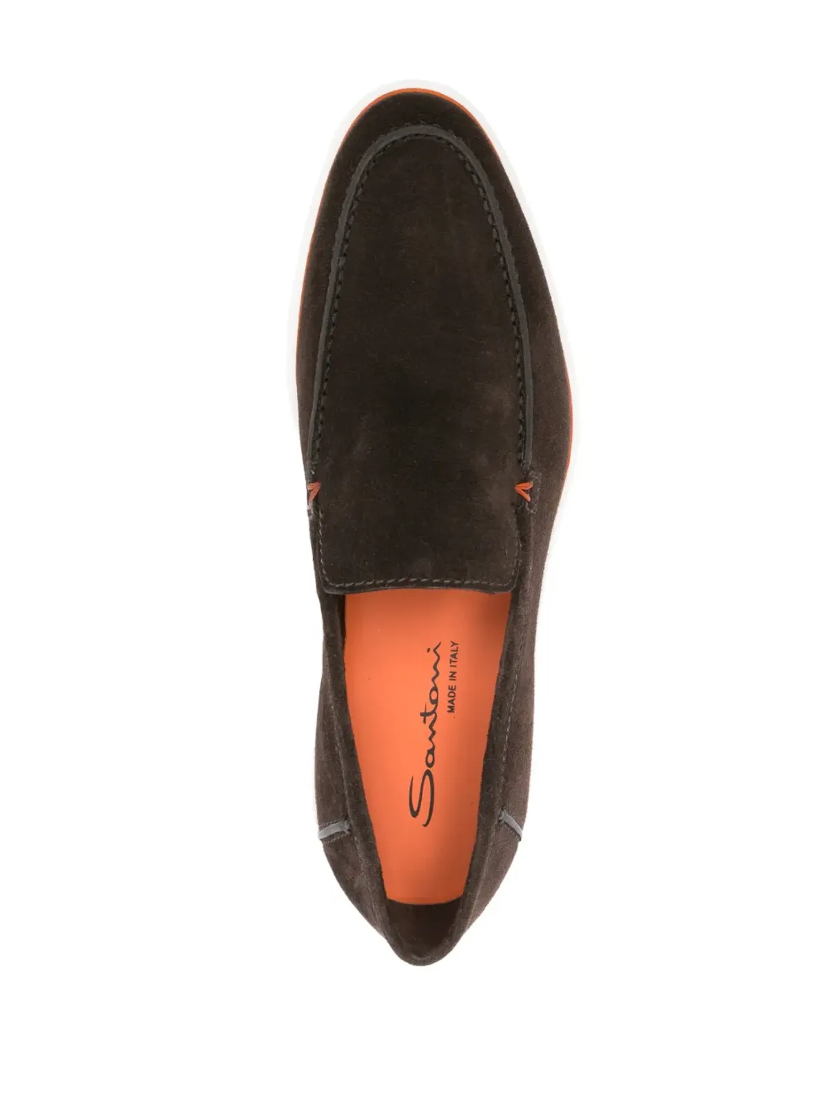 Santoni カーフスエード アーモンドトゥ ローファー - 画像4