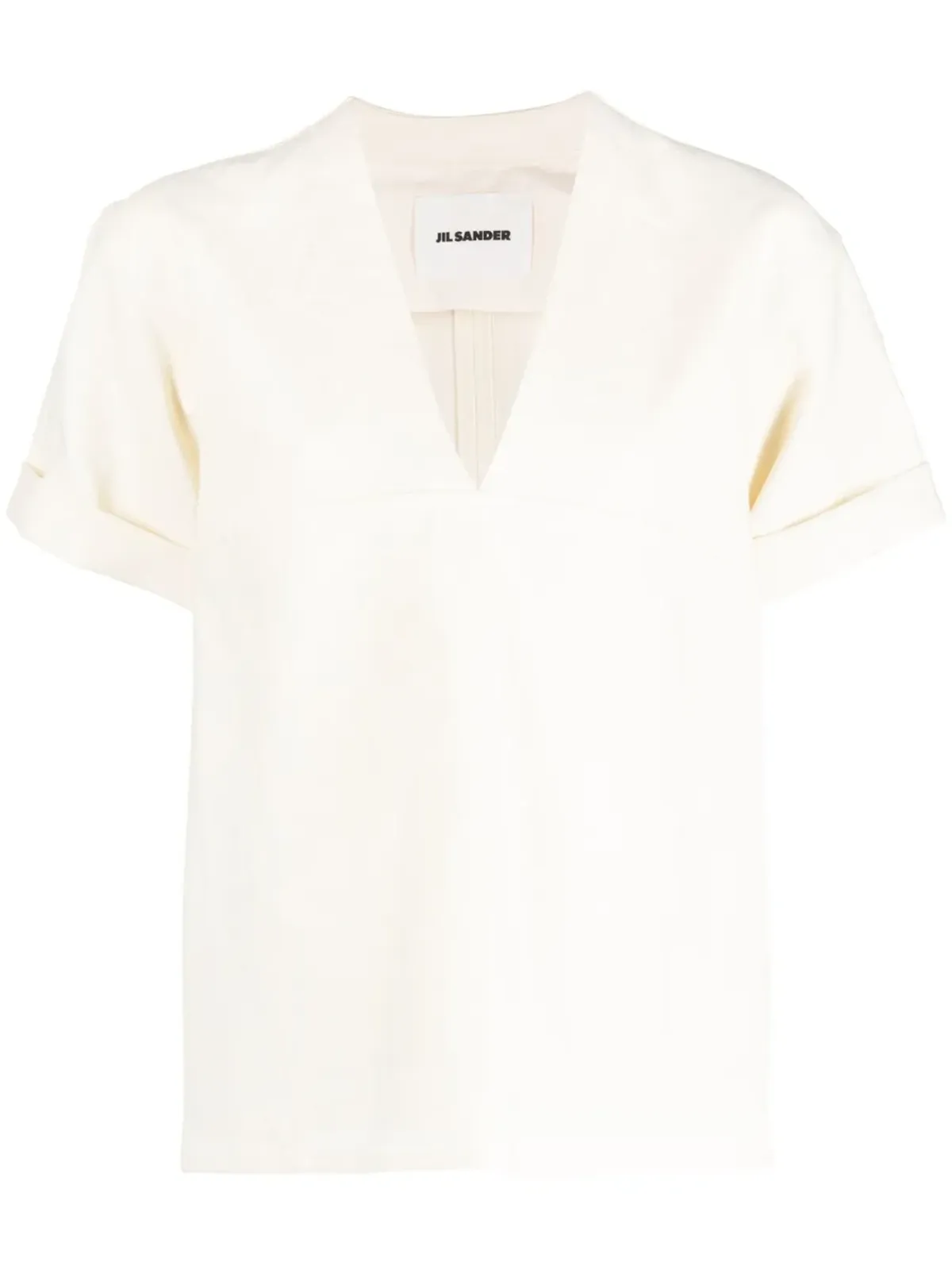 Jil Sander Vネックリネンブレンド ブラウス - Neutrals - 画像1