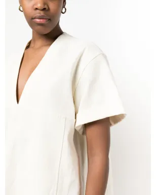 Jil Sander Vネックリネンブレンド ブラウス - Neutrals - サムネイル5