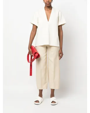 Jil Sander Vネックリネンブレンド ブラウス - Neutrals - サムネイル2