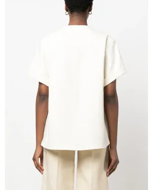 Jil Sander Vネックリネンブレンド ブラウス - Neutrals - サムネイル4