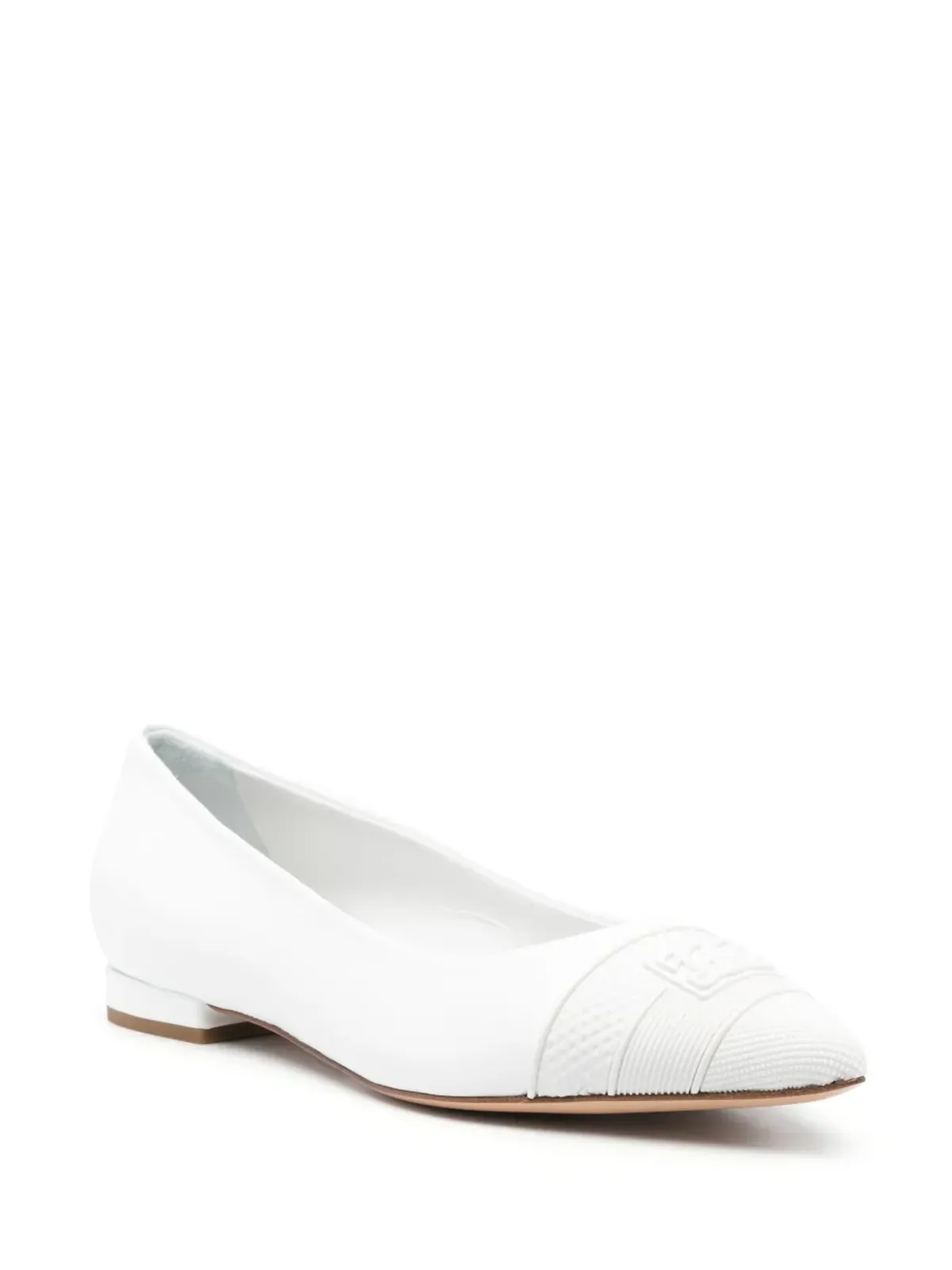 Casadei エンボスド ロゴ 15mm レザー バレリーナ - White - 画像2