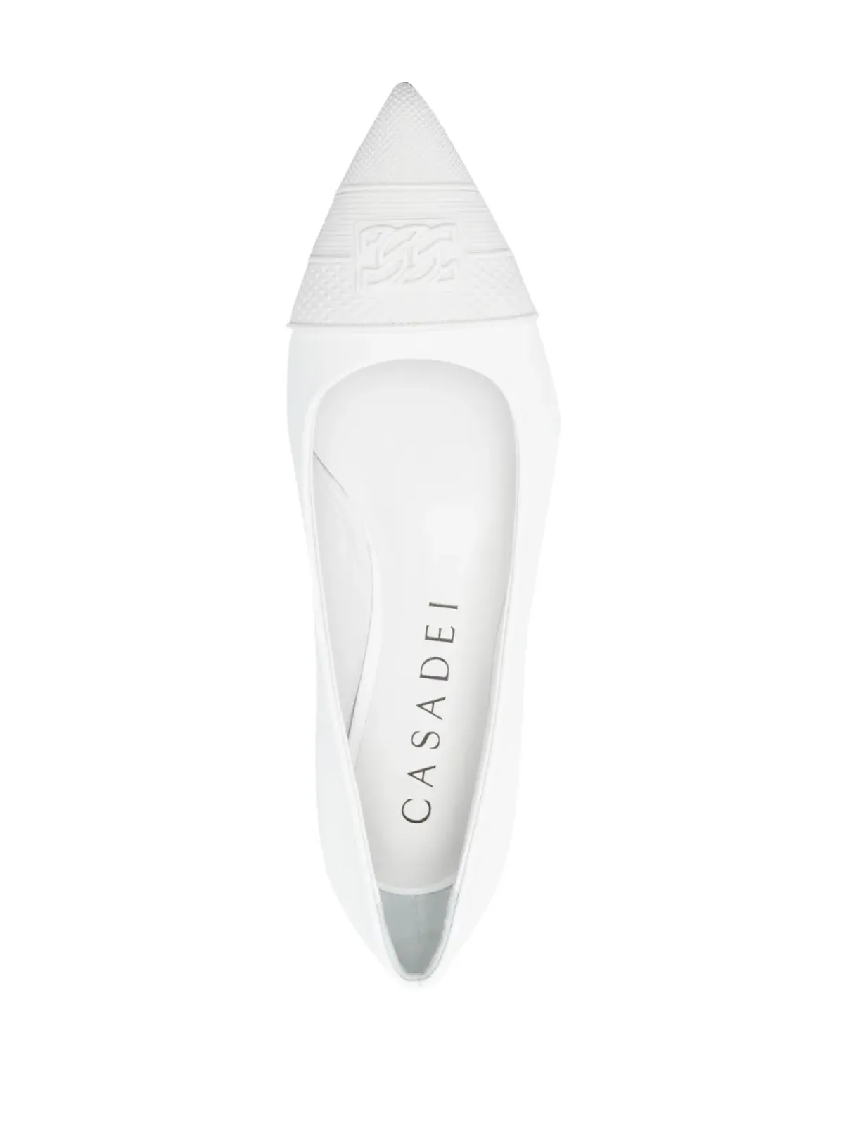 Casadei エンボスド ロゴ 15mm レザー バレリーナ - White - 画像4