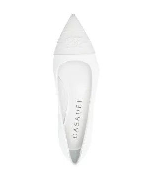 Casadei エンボスド ロゴ 15mm レザー バレリーナ - White - サムネイル4