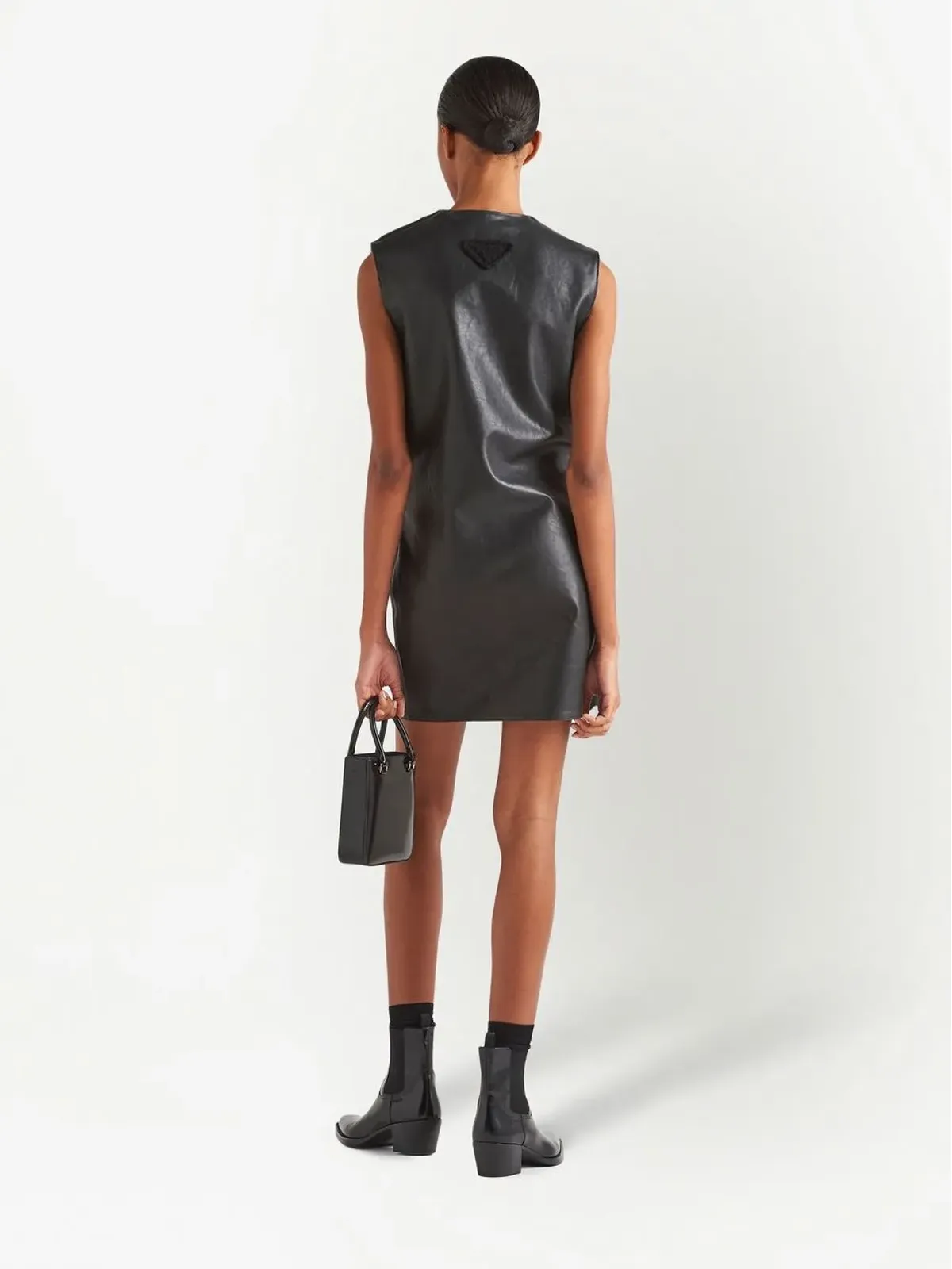 Prada ノースリーブ レザー ミニドレス - 画像3