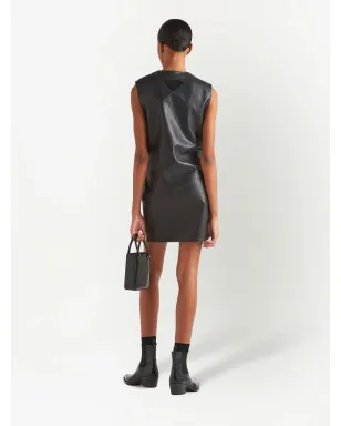 Prada ノースリーブ レザー ミニドレス - サムネイル3