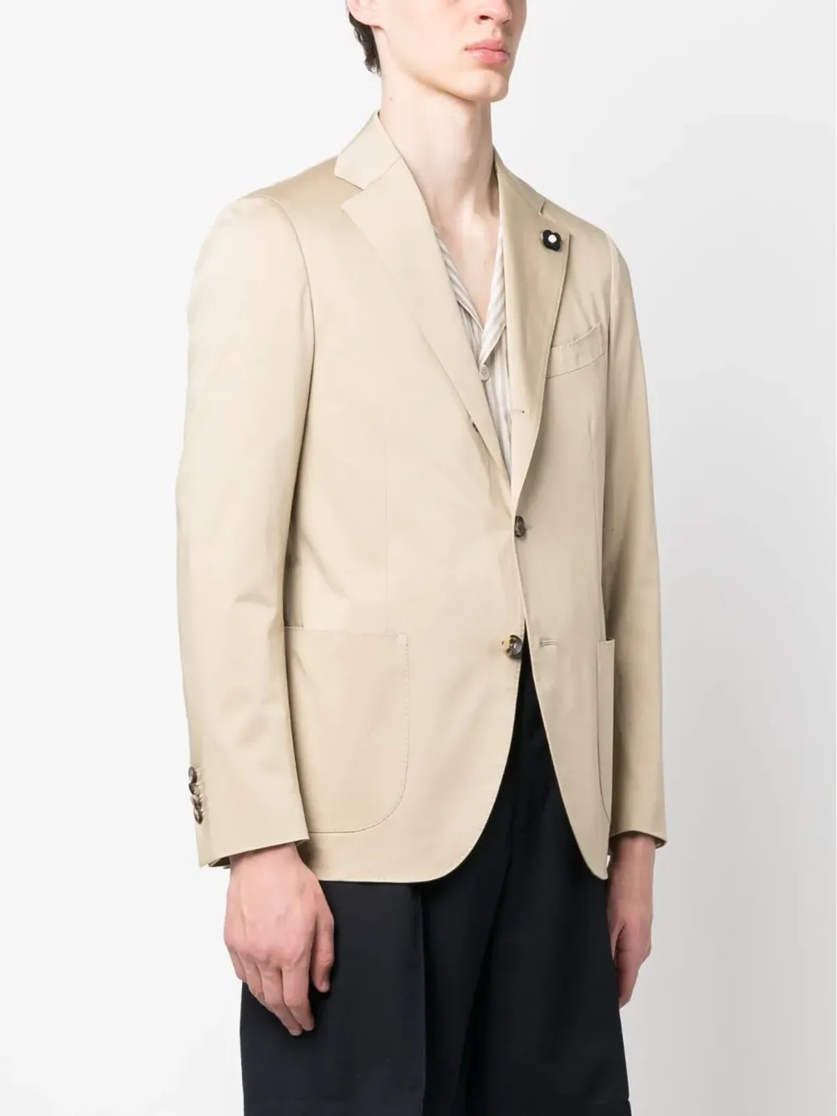 Lardini サテン仕上げ シングルブレスト ブレザー - 画像3