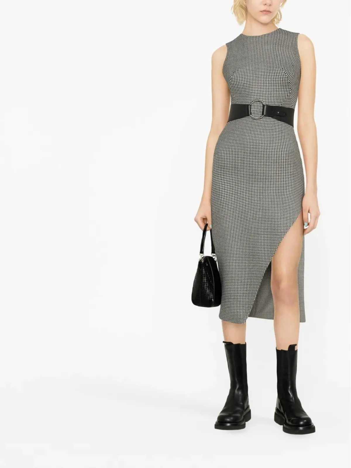 Alexander McQueen ハウンドトゥース アシンメトリーミディドレス - 画像2